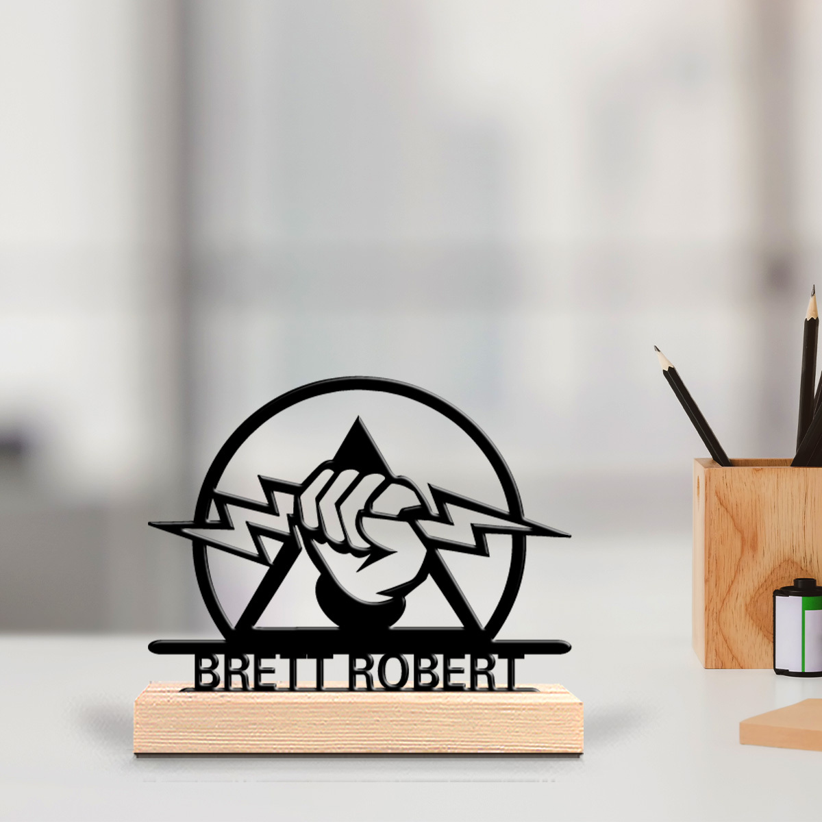 Office Tech Desk - Custom Engraved Electrical Engineer Metal Desk