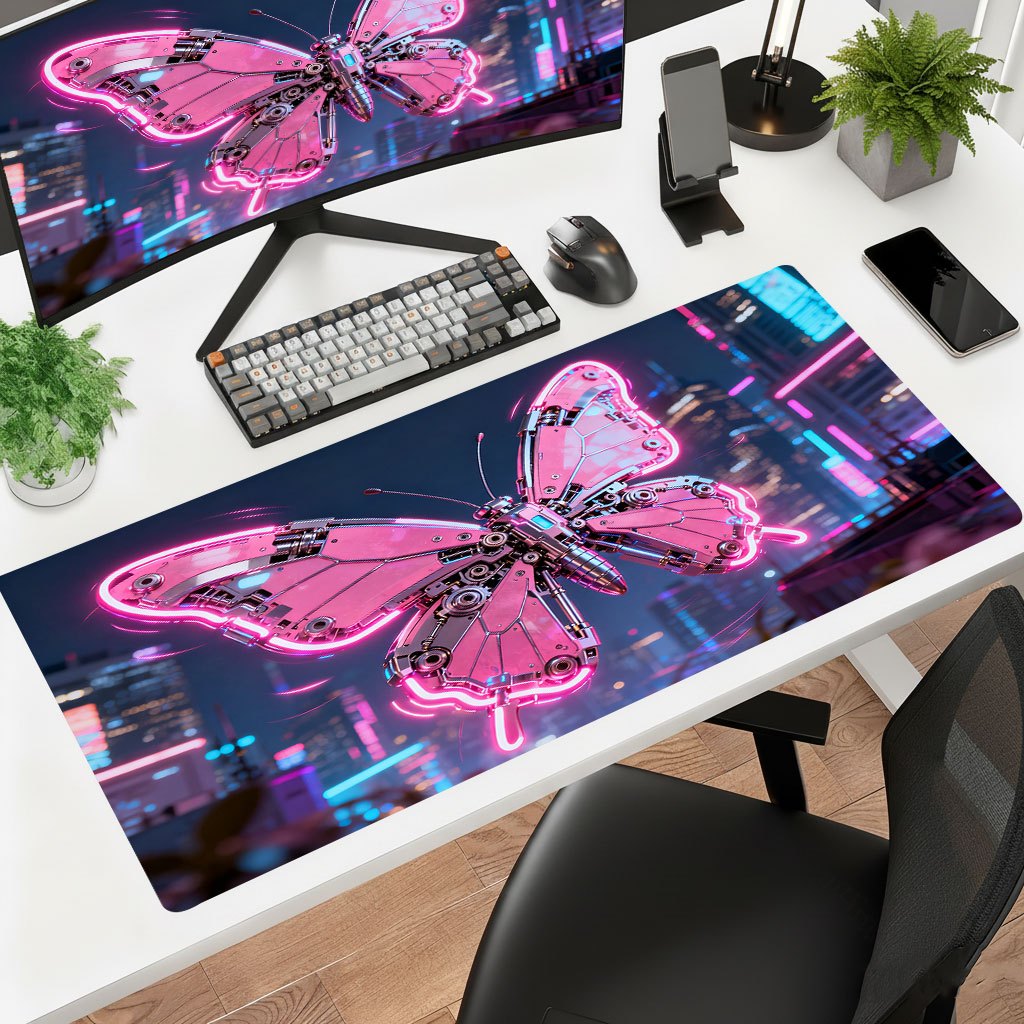 Office Tech Desk - Brand Pink Tech Iron Art Mouse