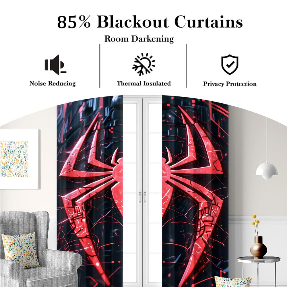 Spider Print Curtains Futurist - High Tech Office Room ulasan dan harga