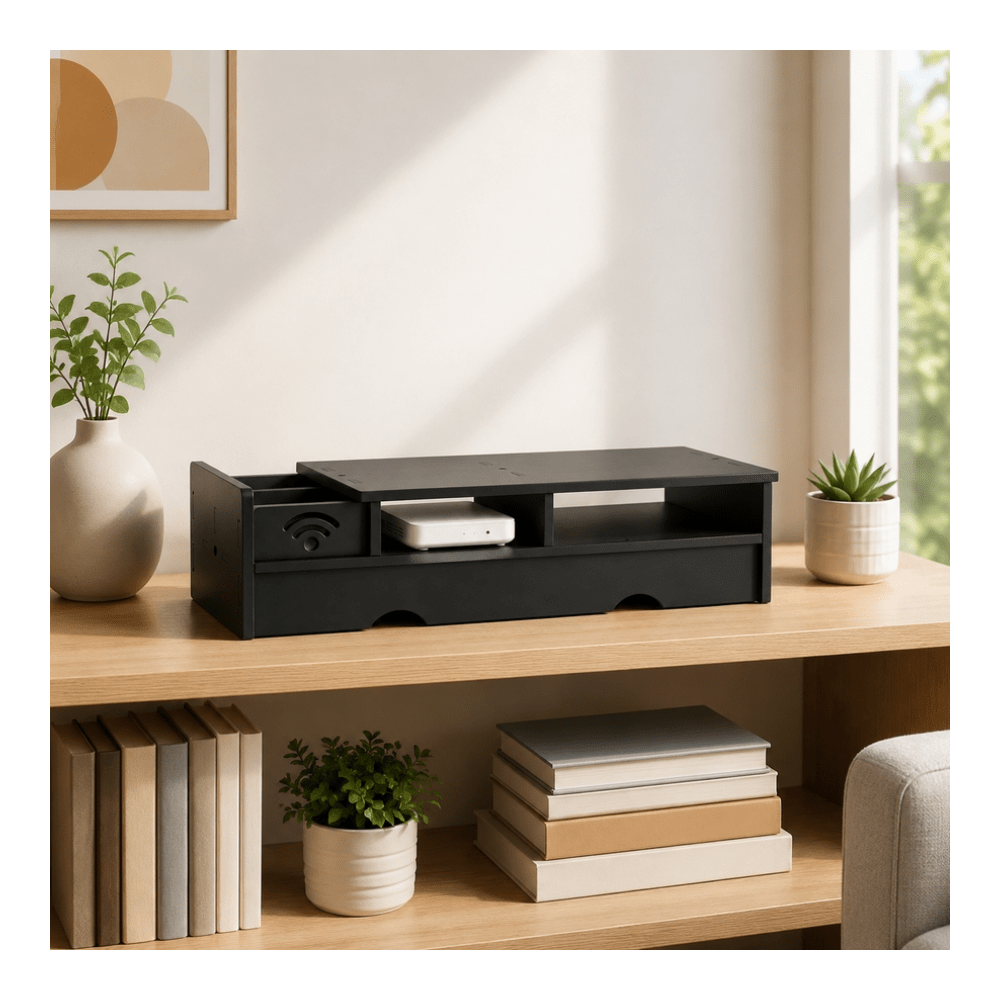 Black Matte WiFi Router Storag - Office Tech Set Up ulasan dan harga