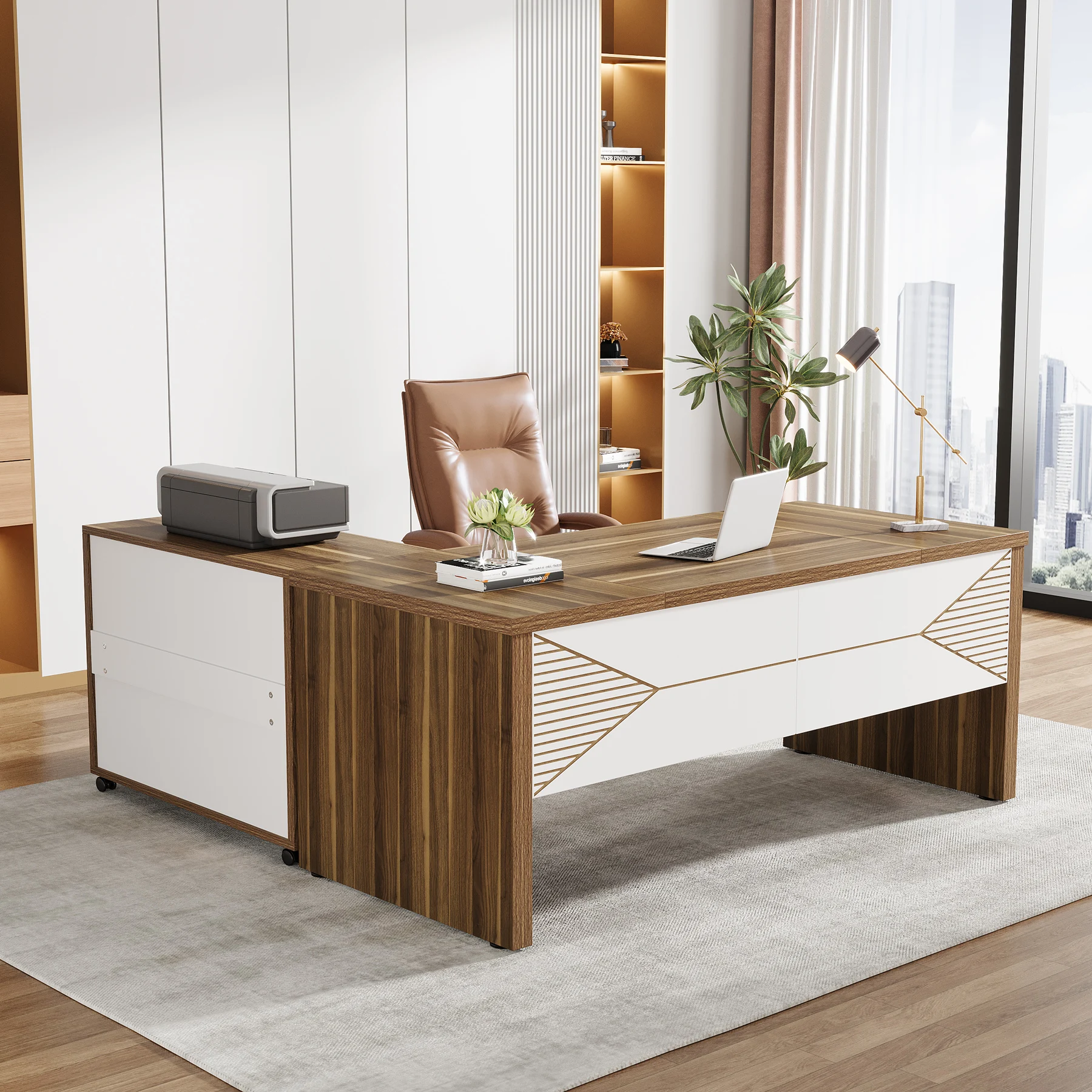 Tribesigns   Modern Luxury L S - Office Tech Desk ulasan dan harga